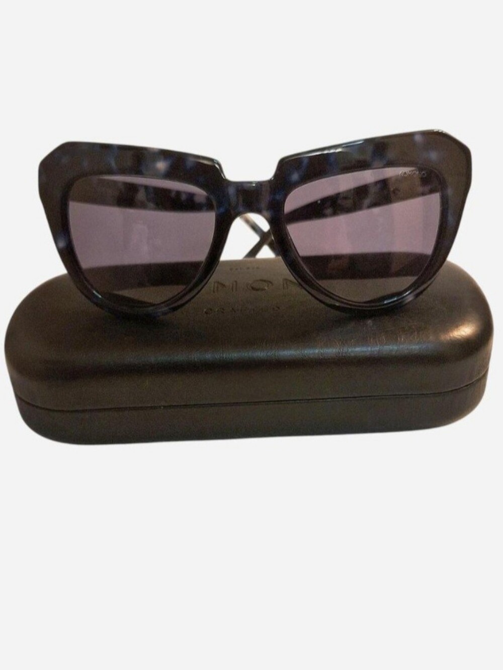 Komono Blue & Black Tortoiseshell Sunglasses with Black Leather Hard Case
